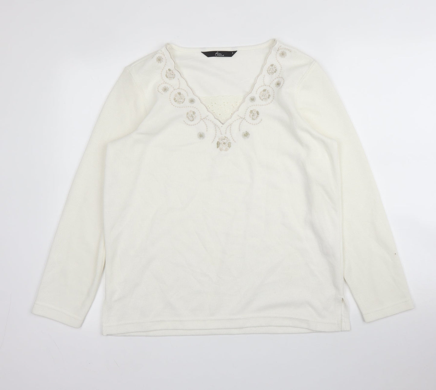 Womens UK Size S BM Casual White Pullover Jumper