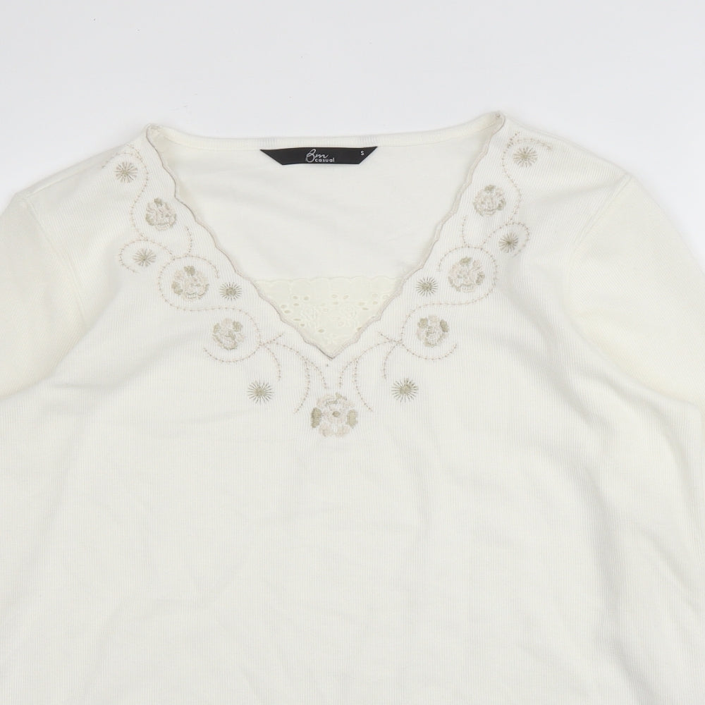 Womens UK Size S BM Casual White Pullover Jumper