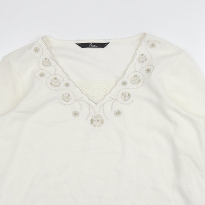 Womens UK Size S BM Casual White Pullover Jumper