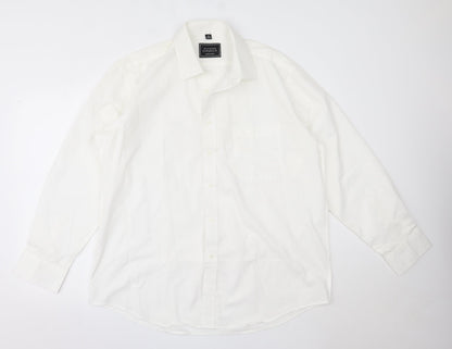 Mens UK Size 17 Hutson Harbour White  Button-Up Long Sleeve Casual Shirt