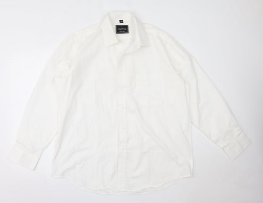 Mens UK Size 17 Hutson Harbour White  Button-Up Long Sleeve Casual Shirt