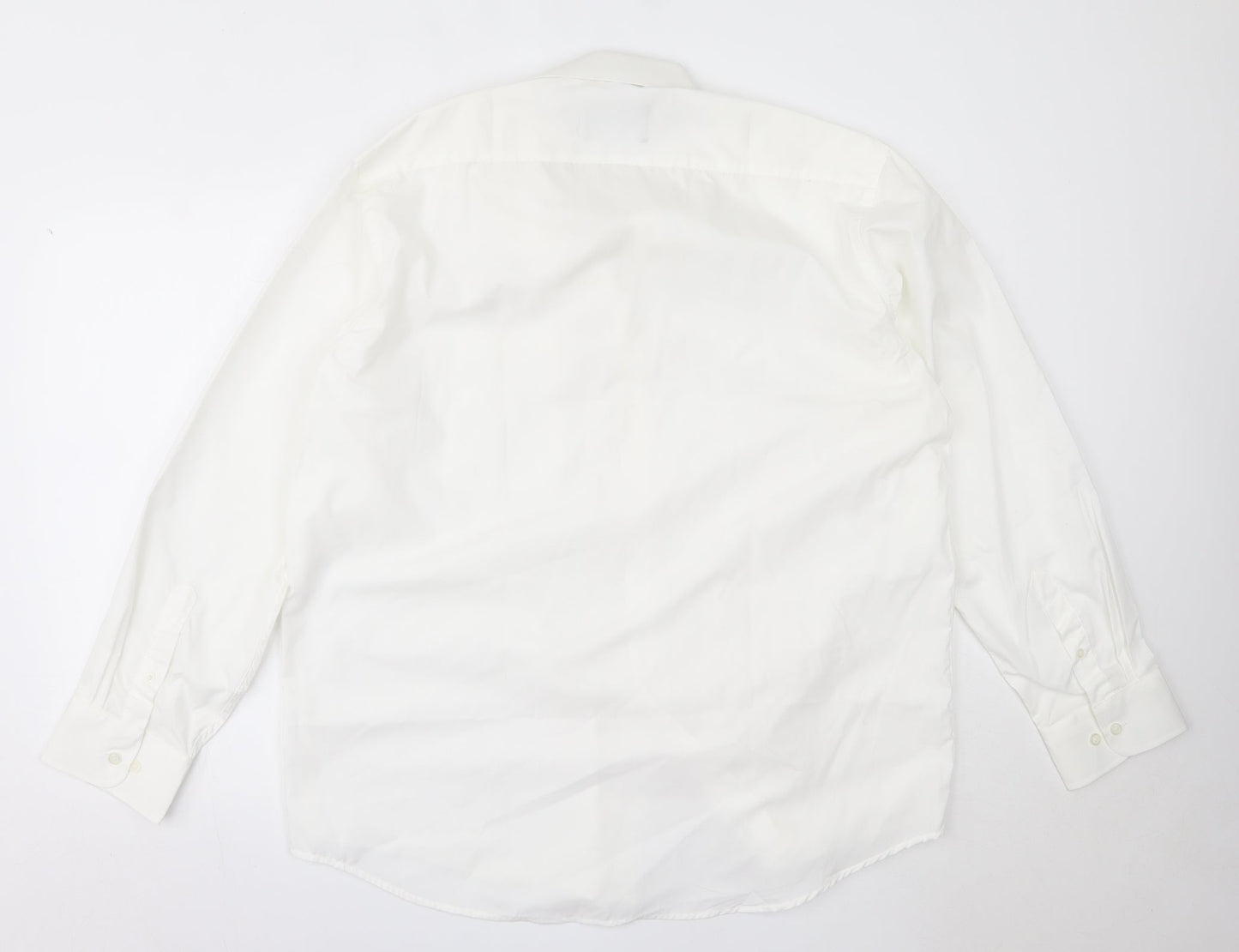 Mens UK Size 17 Hutson Harbour White  Button-Up Long Sleeve Casual Shirt