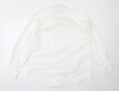 Mens UK Size 17 Hutson Harbour White  Button-Up Long Sleeve Casual Shirt