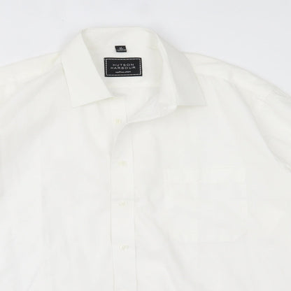 Mens UK Size 17 Hutson Harbour White  Button-Up Long Sleeve Casual Shirt