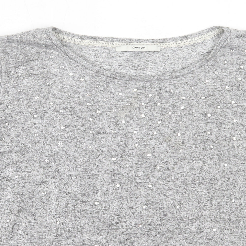 George Womens Grey Round Neck  Polyester Pullover Jumper Size 18