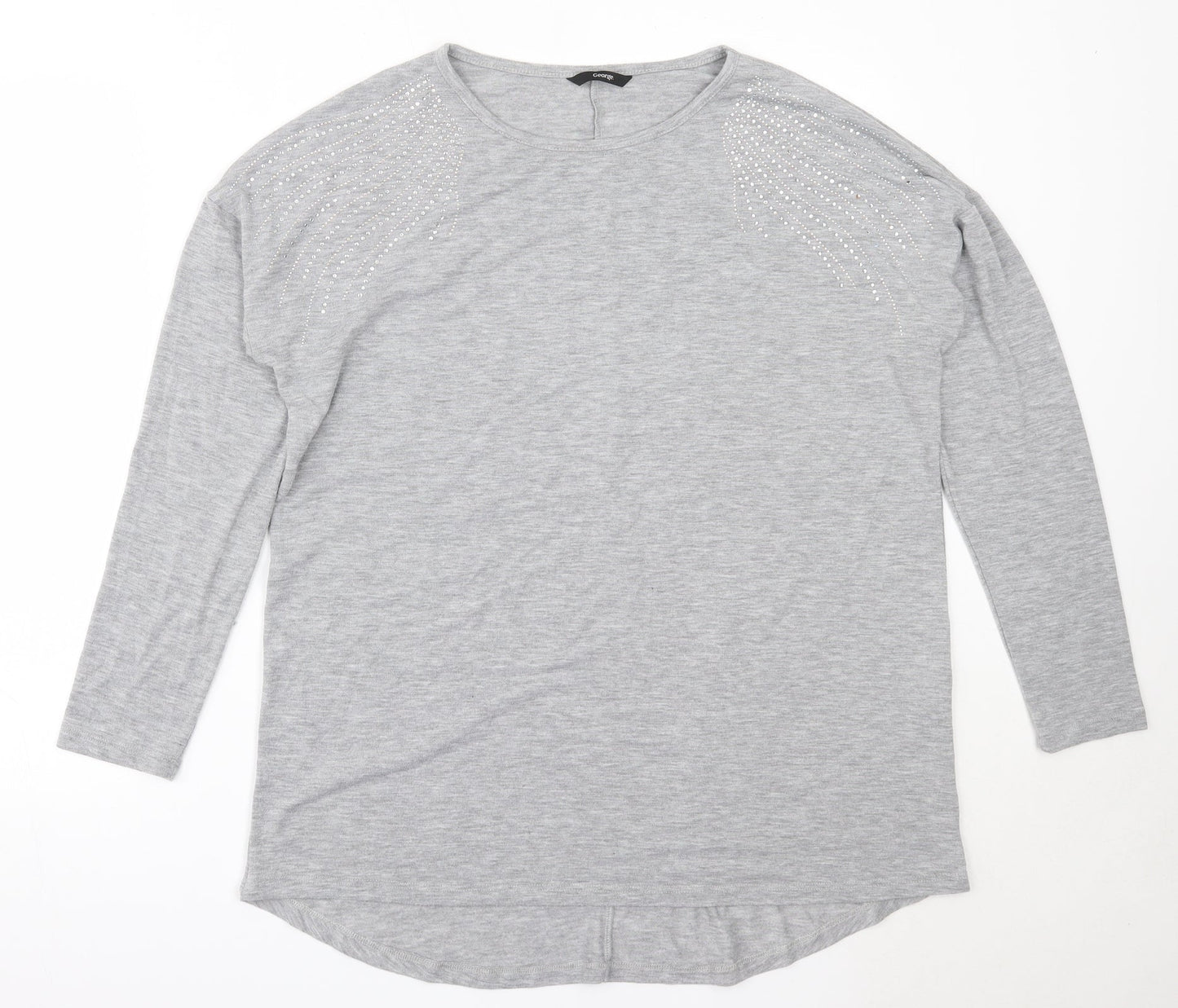 George Womens Grey Round Neck  Polyester Pullover Jumper Size 14