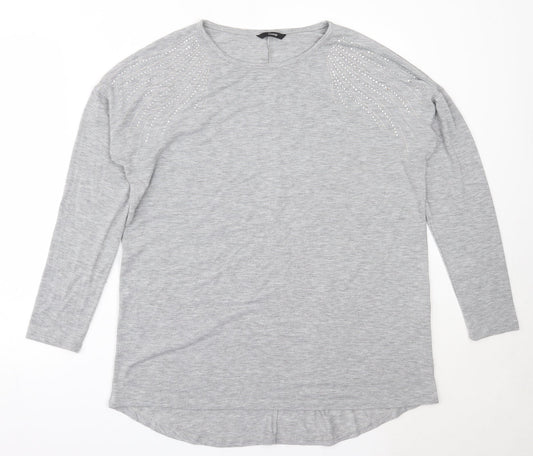 George Womens Grey Round Neck  Polyester Pullover Jumper Size 14