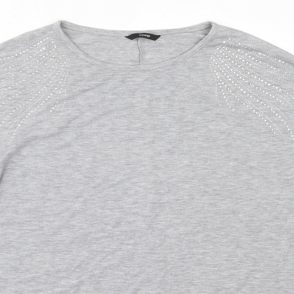 George Womens Grey Round Neck  Polyester Pullover Jumper Size 14