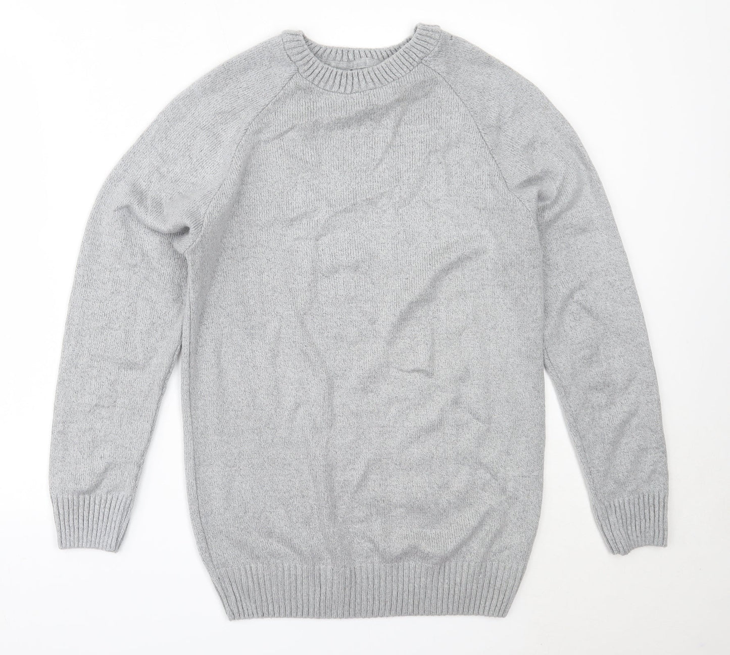 River Island Mens Grey Round Neck  Acrylic Pullover Jumper Size M