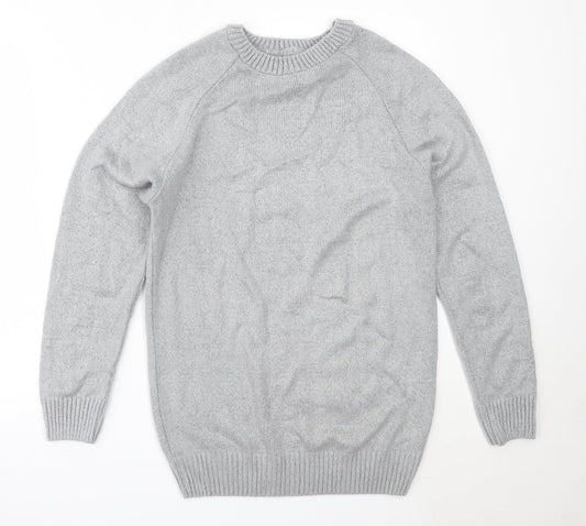 River Island Mens Grey Round Neck  Acrylic Pullover Jumper Size M