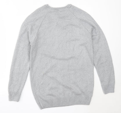 River Island Mens Grey Round Neck  Acrylic Pullover Jumper Size M