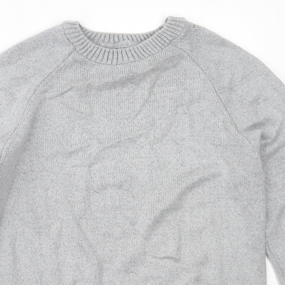 River Island Mens Grey Round Neck  Acrylic Pullover Jumper Size M