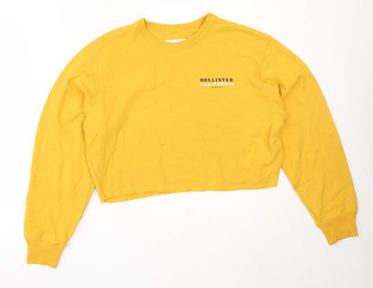 Hollister Womens Yellow  Cotton Pullover Sweatshirt Size S