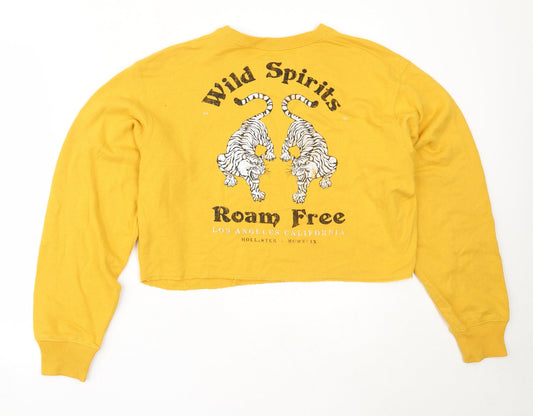 Hollister Womens Yellow  Cotton Pullover Sweatshirt Size S