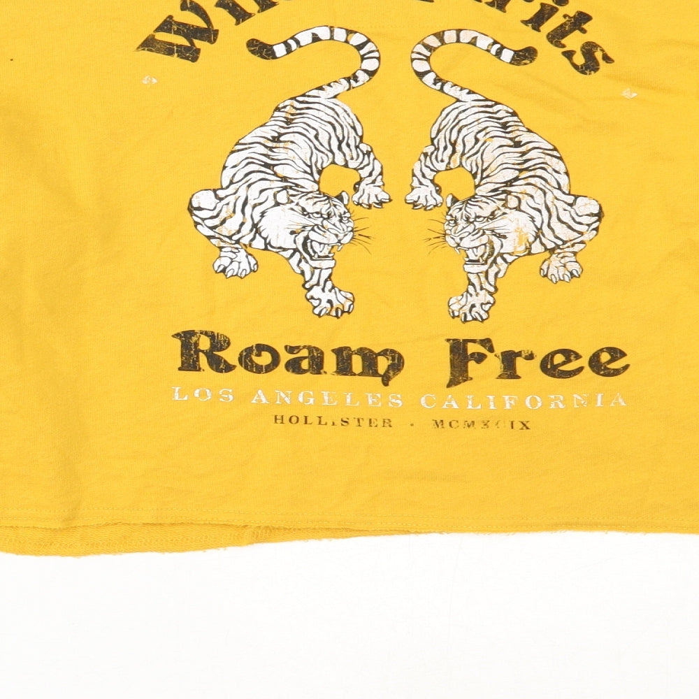 Hollister Womens Yellow  Cotton Pullover Sweatshirt Size S