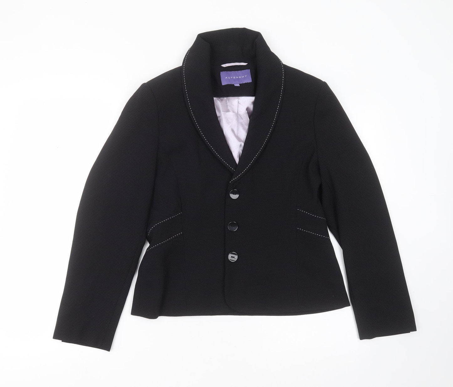 Autonomy Womens Black Spotted Polyester Jacket Suit Jacket Size 12