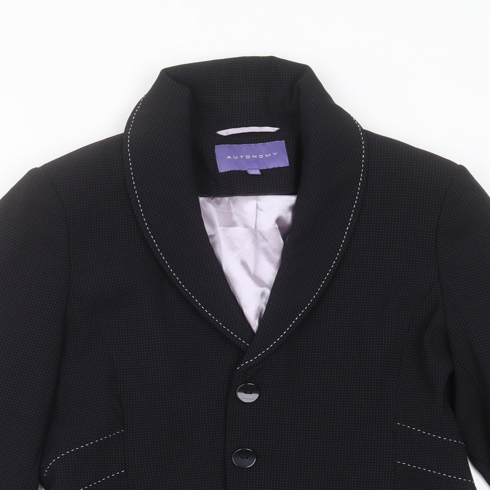 Autonomy Womens Black Spotted Polyester Jacket Suit Jacket Size 12