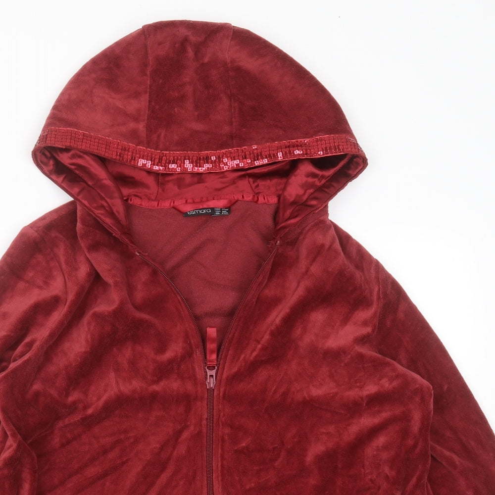 ESMARA Womens Red  Polyester Full Zip Hoodie Size M  Zip - sequins