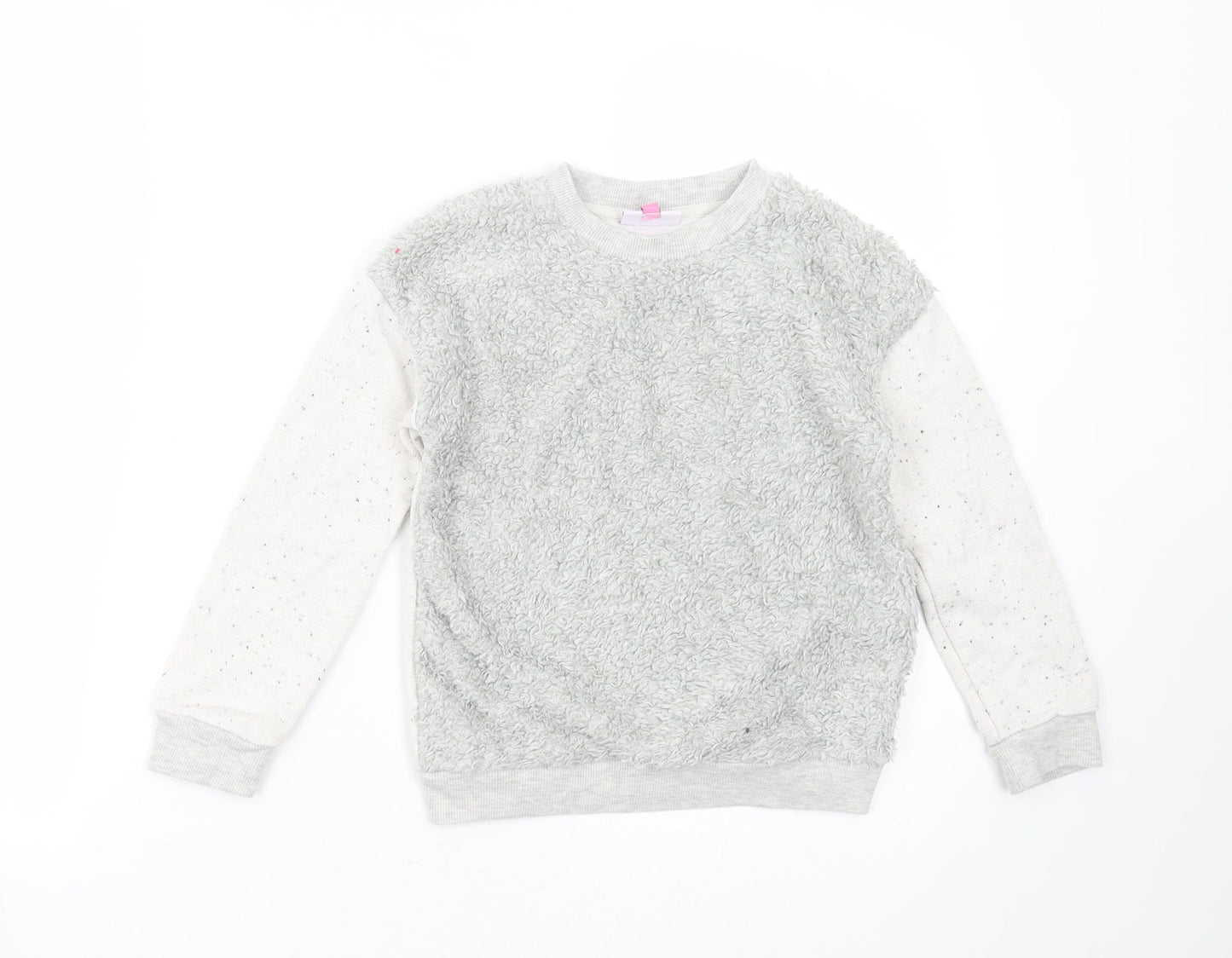 HULLABALOO Girls Grey  Polyester Pullover Sweatshirt Size 7-8 Years   - fluffy