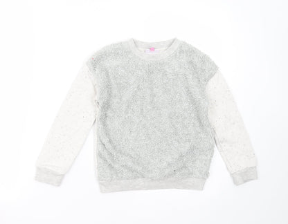 HULLABALOO Girls Grey  Polyester Pullover Sweatshirt Size 7-8 Years   - fluffy