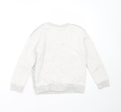 HULLABALOO Girls Grey  Polyester Pullover Sweatshirt Size 7-8 Years   - fluffy