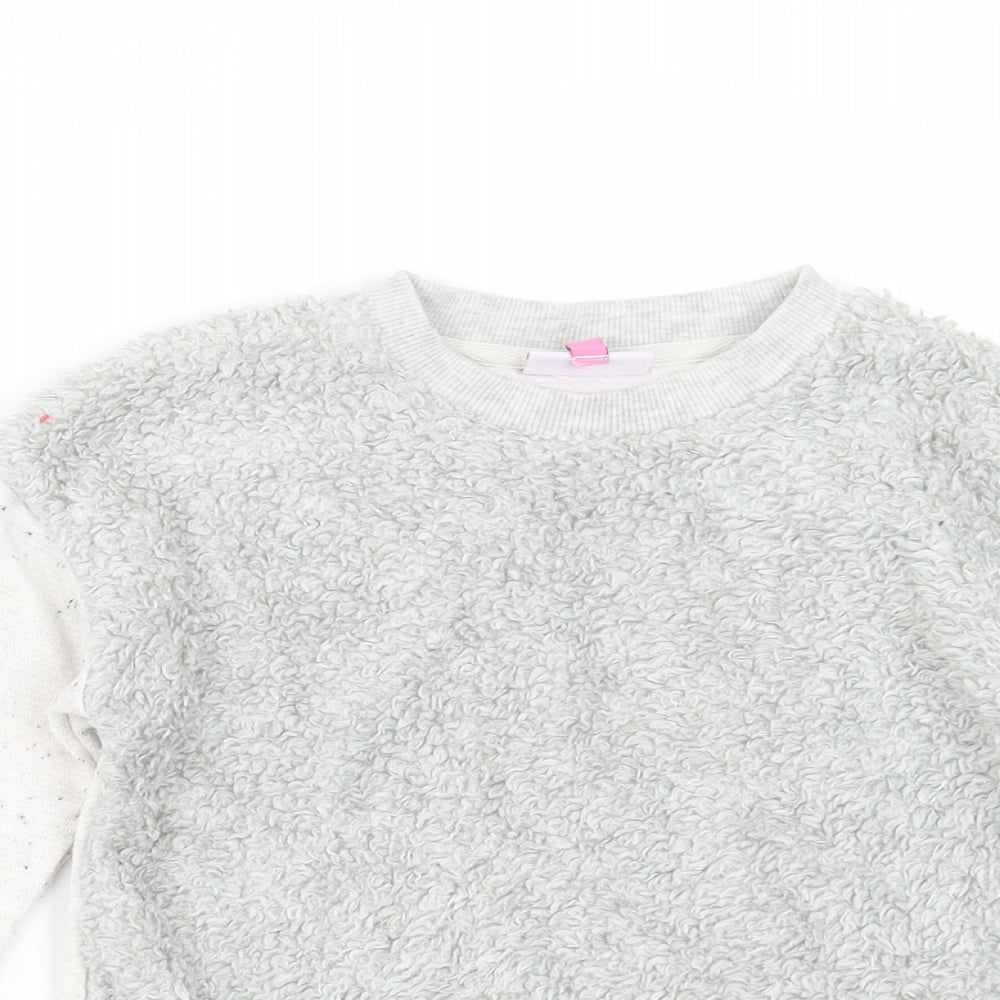HULLABALOO Girls Grey  Polyester Pullover Sweatshirt Size 7-8 Years   - fluffy