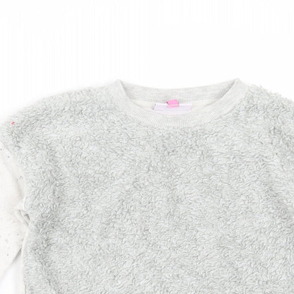 HULLABALOO Girls Grey  Polyester Pullover Sweatshirt Size 7-8 Years   - fluffy