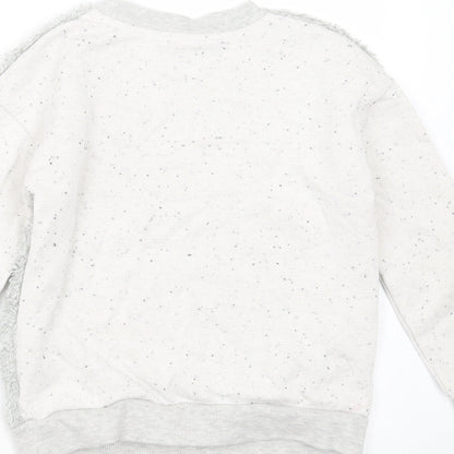 HULLABALOO Girls Grey  Polyester Pullover Sweatshirt Size 7-8 Years   - fluffy