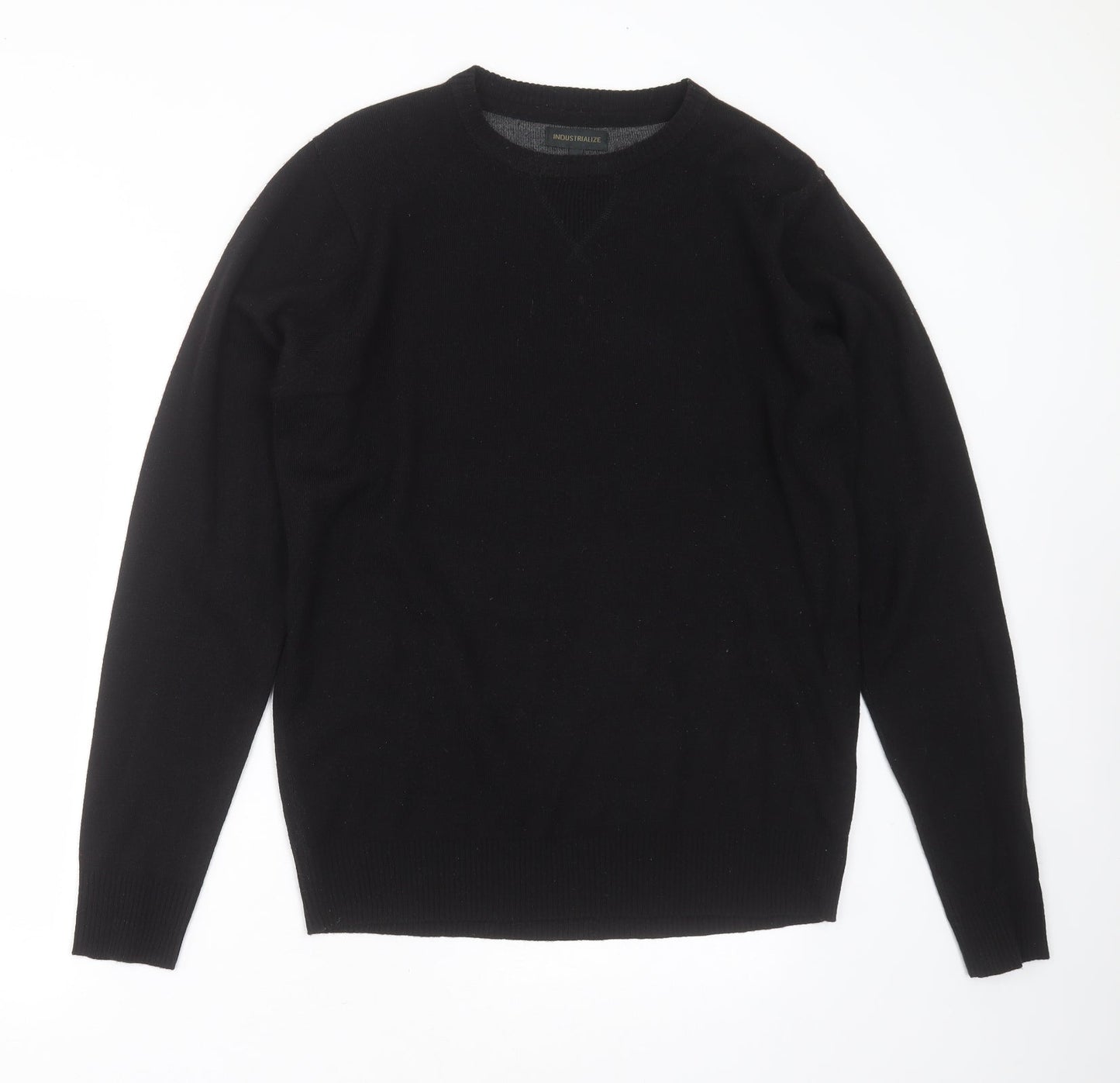 INDUSTRIALIZE Mens Black Round Neck  Acrylic Pullover Jumper Size L