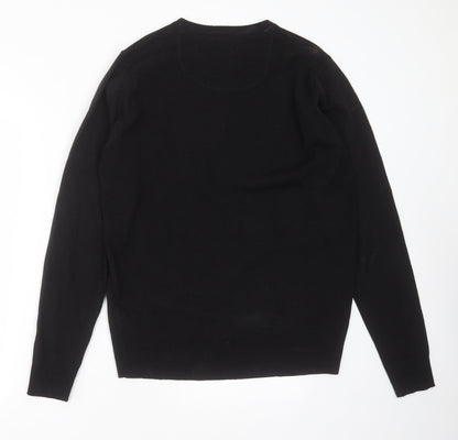 INDUSTRIALIZE Mens Black Round Neck  Acrylic Pullover Jumper Size L