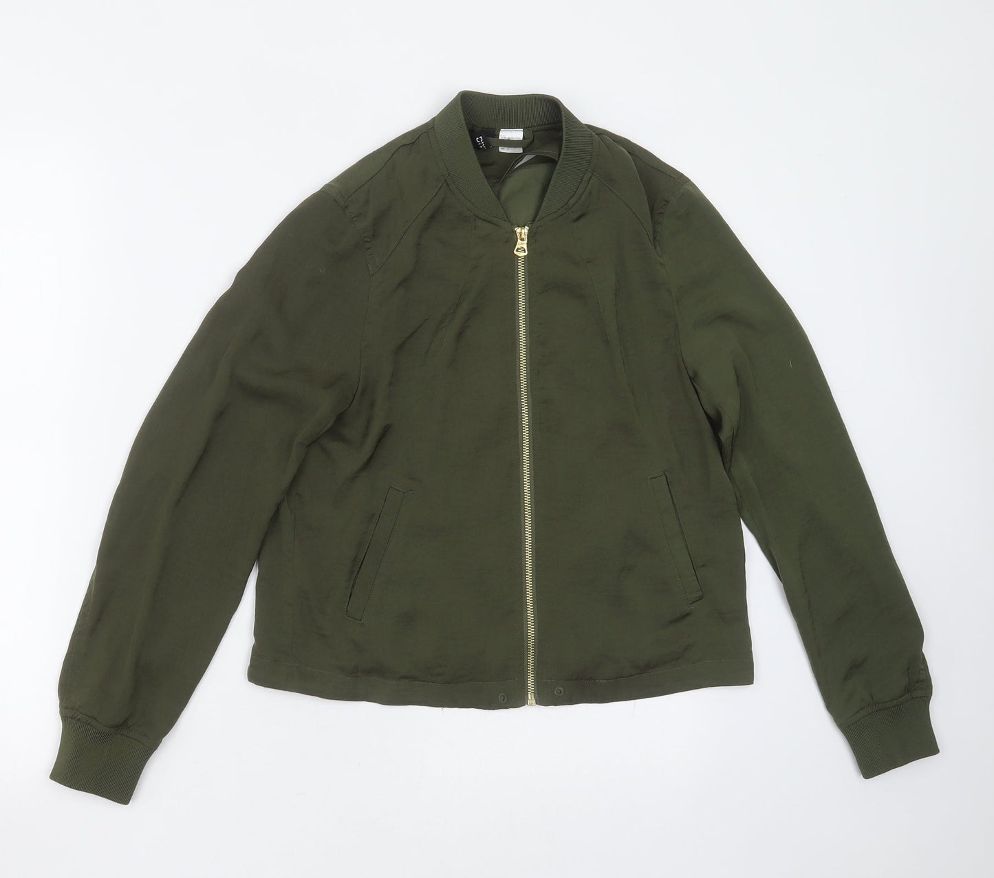 Divided by H&M Womens Green   Bomber Jacket Jacket Size 6  Zip