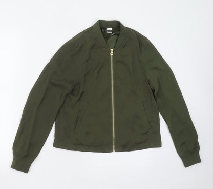 Divided by H&M Womens Green   Bomber Jacket Jacket Size 6  Zip