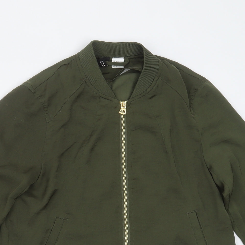 Divided by H&M Womens Green   Bomber Jacket Jacket Size 6  Zip