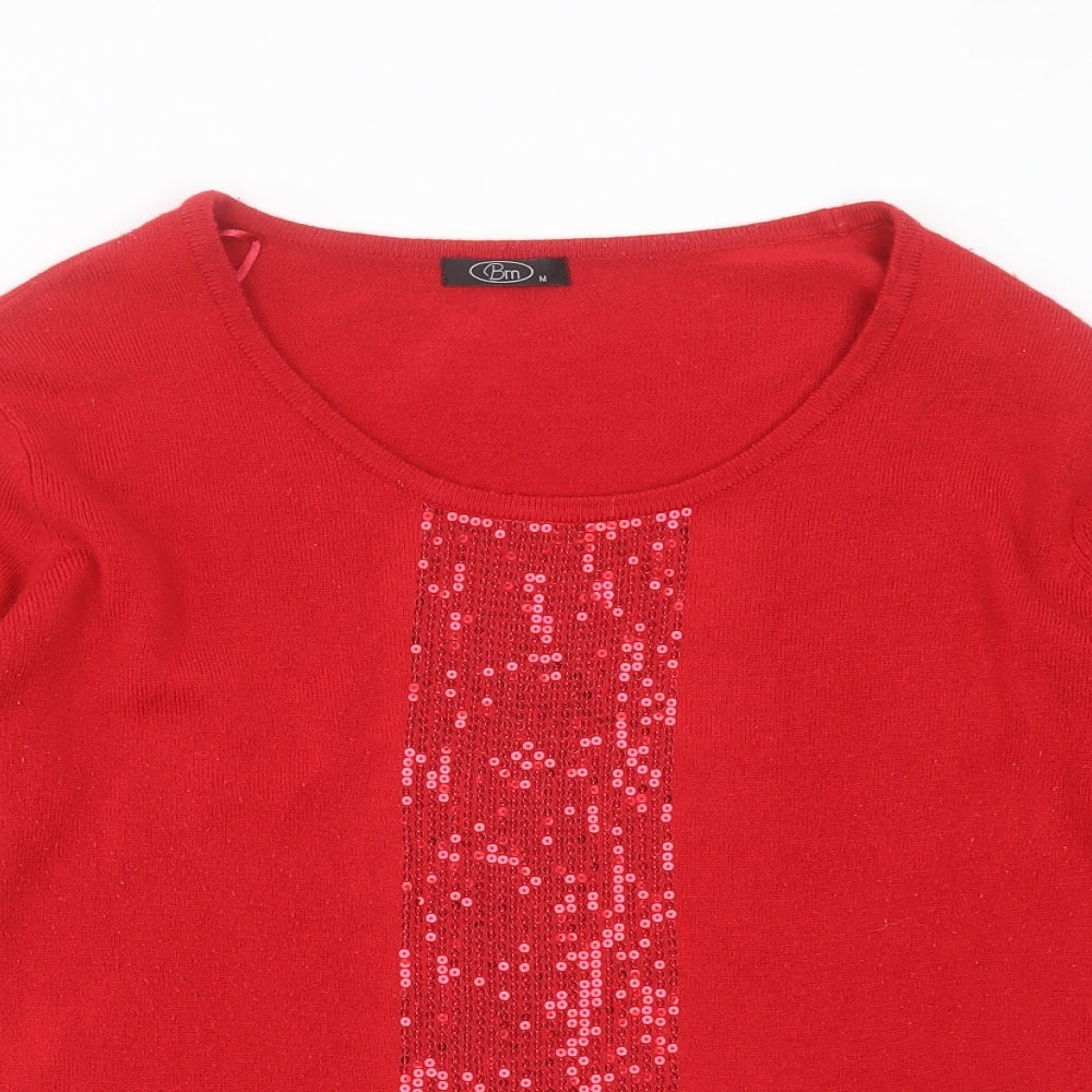 Womens UK Size M BM Red Pullover Jumper
