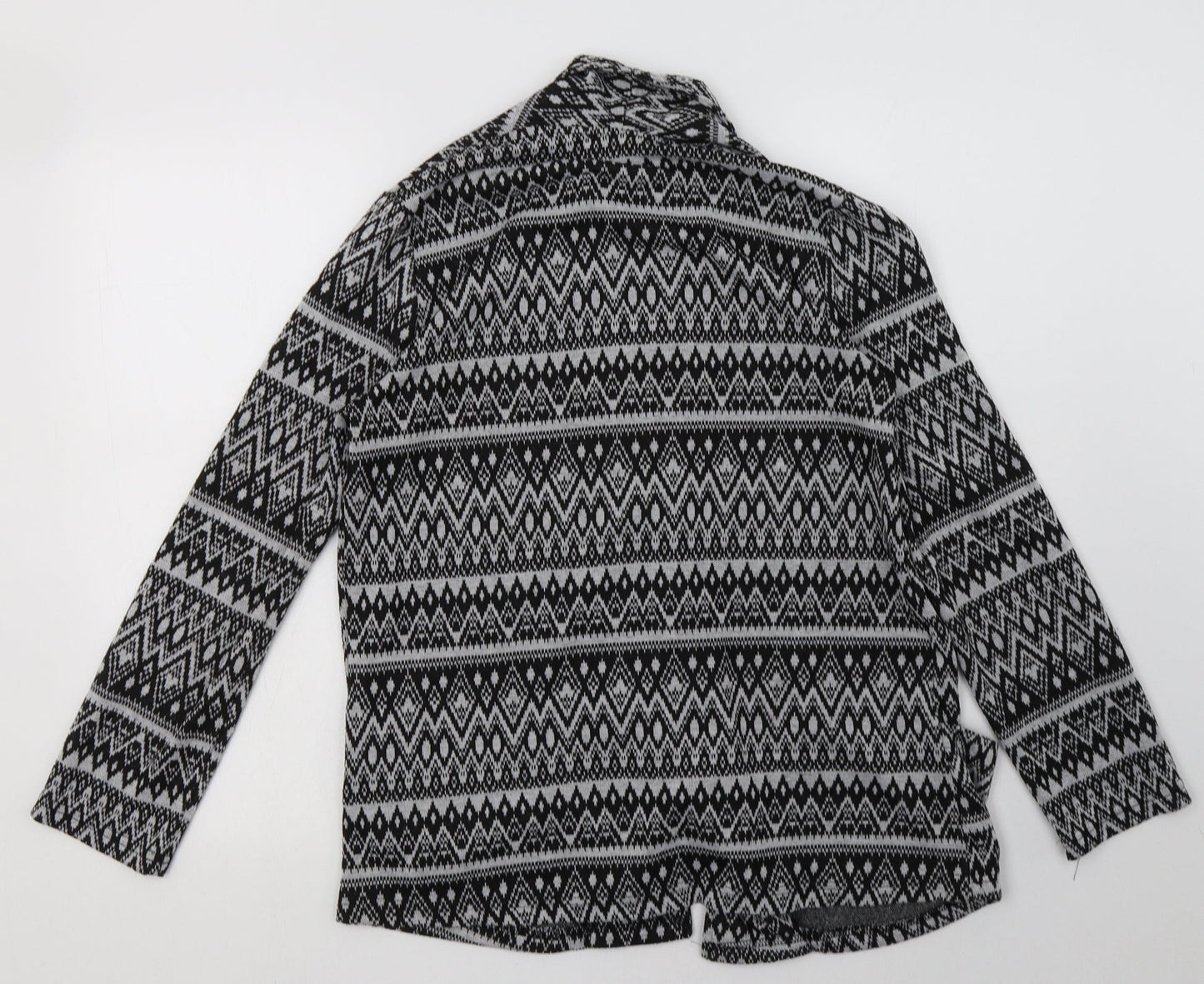 Primark Womens Grey V-Neck Geometric Polyester Cardigan Jumper Size 12