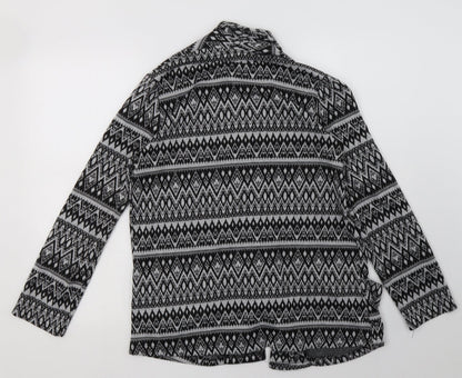 Primark Womens Grey V-Neck Geometric Polyester Cardigan Jumper Size 12