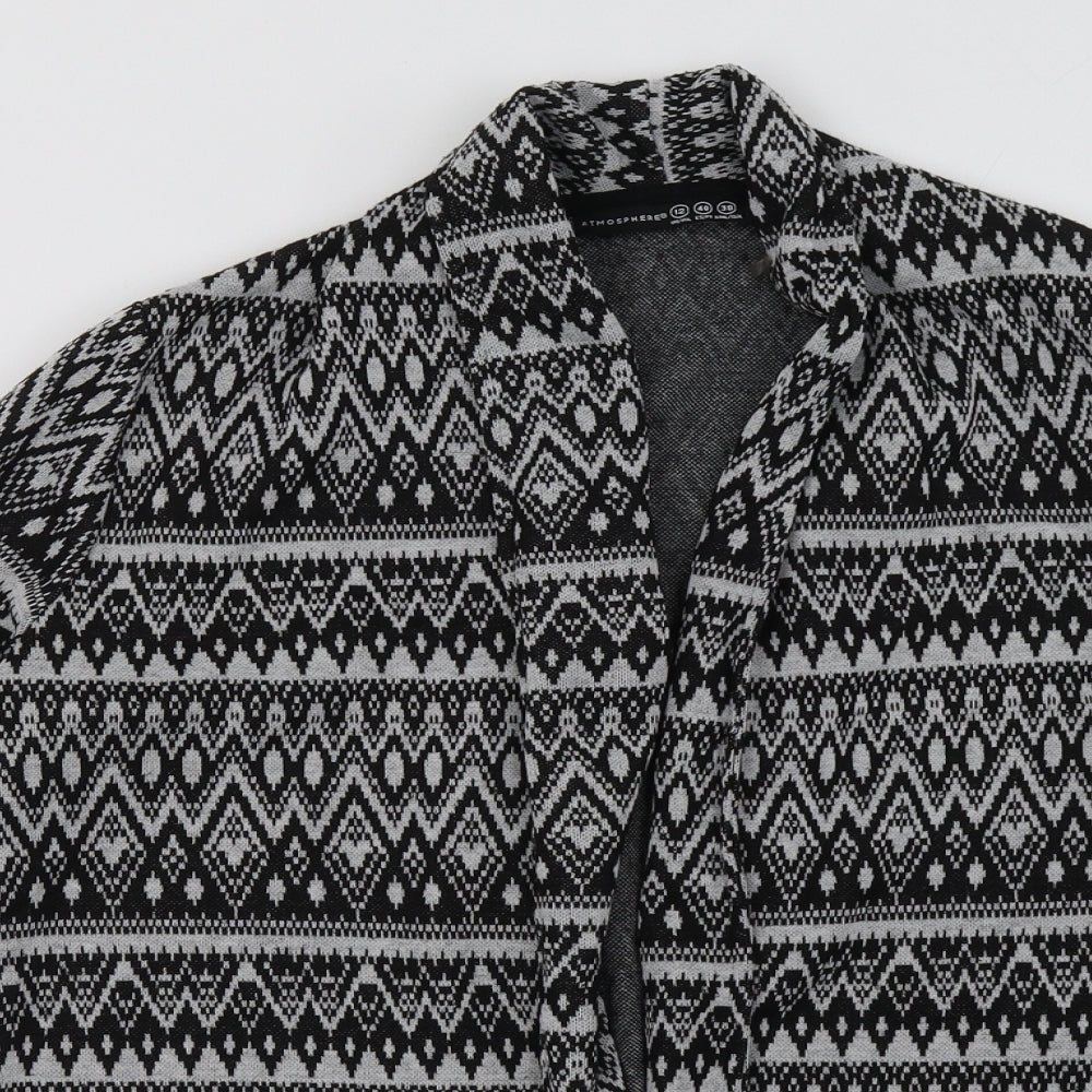 Primark Womens Grey V-Neck Geometric Polyester Cardigan Jumper Size 12