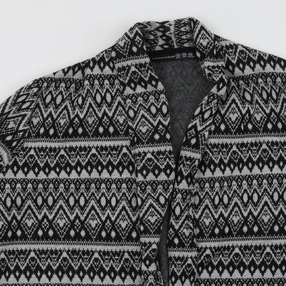 Primark Womens Grey V-Neck Geometric Polyester Cardigan Jumper Size 12