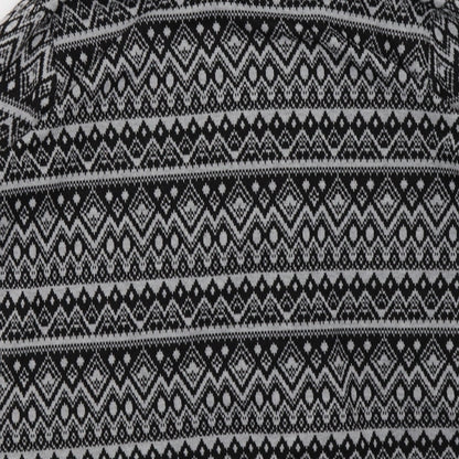 Primark Womens Grey V-Neck Geometric Polyester Cardigan Jumper Size 12