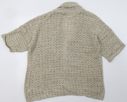 Primark Womens Brown V-Neck  Acrylic Cardigan Jumper Size 8