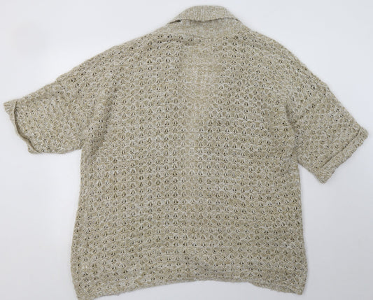 Primark Womens Brown V-Neck  Acrylic Cardigan Jumper Size 8