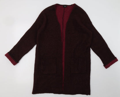 F&F Womens Red Crew Neck  Acrylic Cardigan Jumper Size S