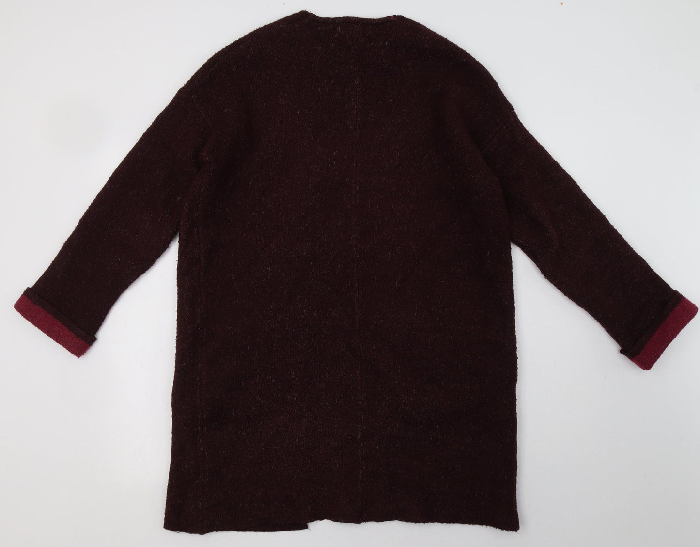 F&F Womens Red Crew Neck  Acrylic Cardigan Jumper Size S