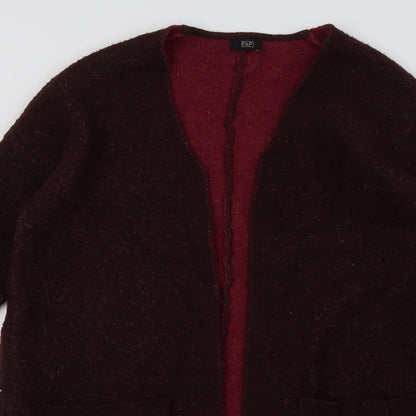 F&F Womens Red Crew Neck  Acrylic Cardigan Jumper Size S