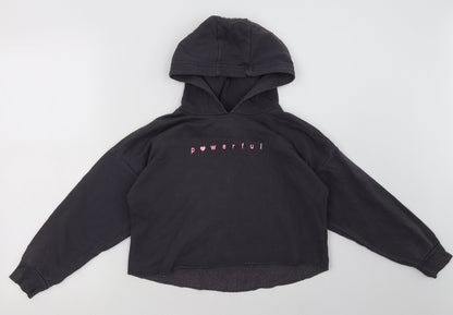 George Girls Grey  Cotton Pullover Hoodie Size 9-10 Years  Pullover - powerful