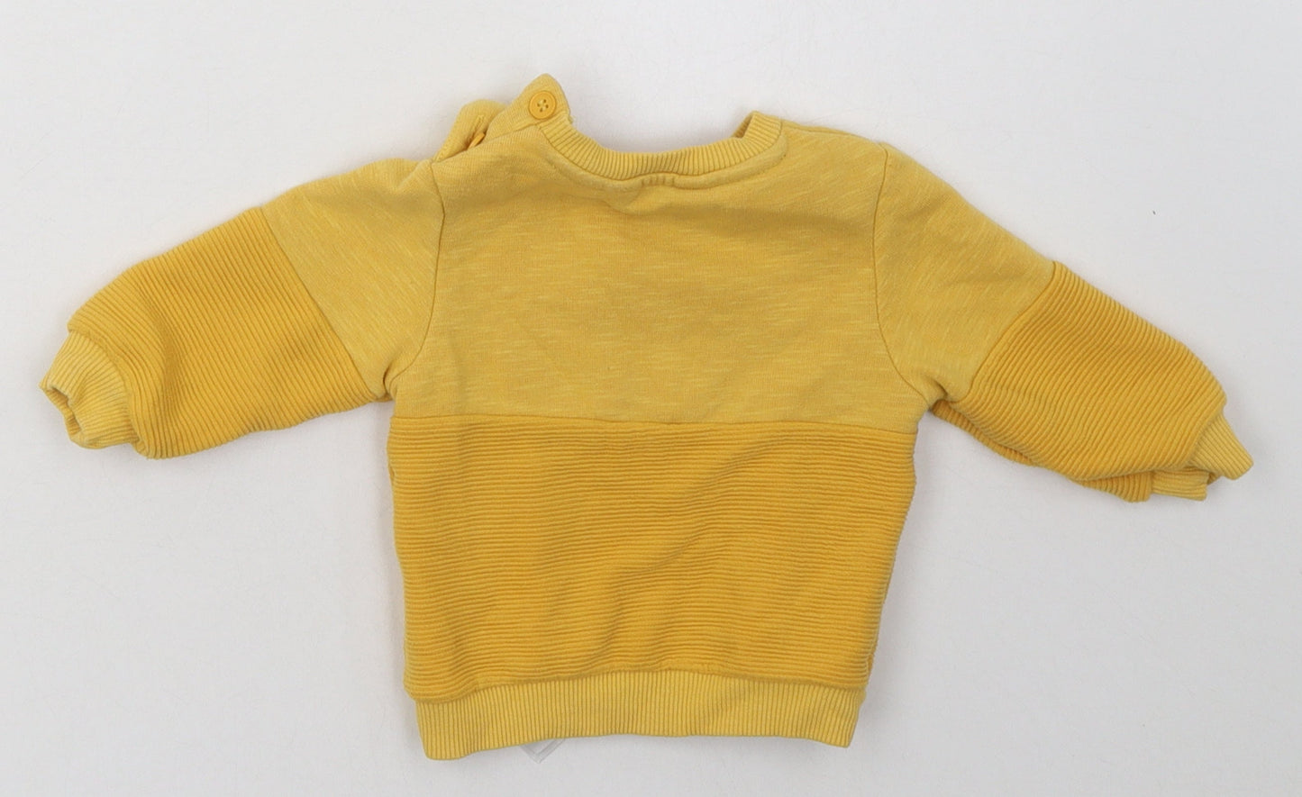 Primark Boys Yellow  Cotton Basic Casual Size 3-6 Months Crew Neck Button - cute dude