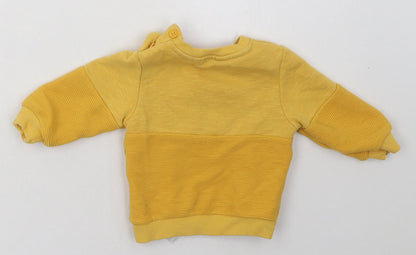 Primark Boys Yellow  Cotton Basic Casual Size 3-6 Months Crew Neck Button - cute dude