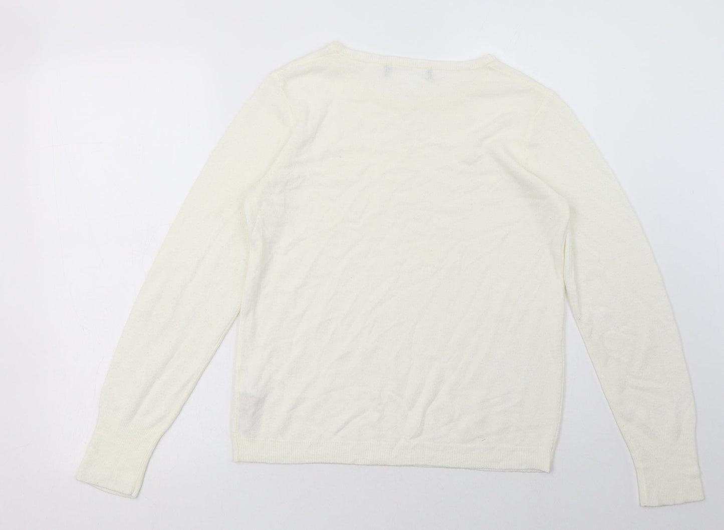 Primark Womens White  Acrylic Pullover Sweatshirt Size S  Pullover