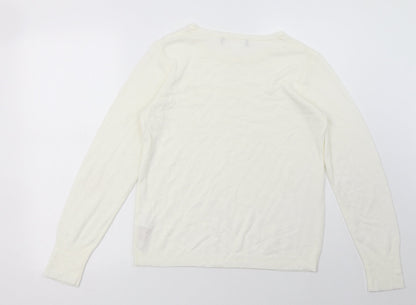 Primark Womens White  Acrylic Pullover Sweatshirt Size S  Pullover