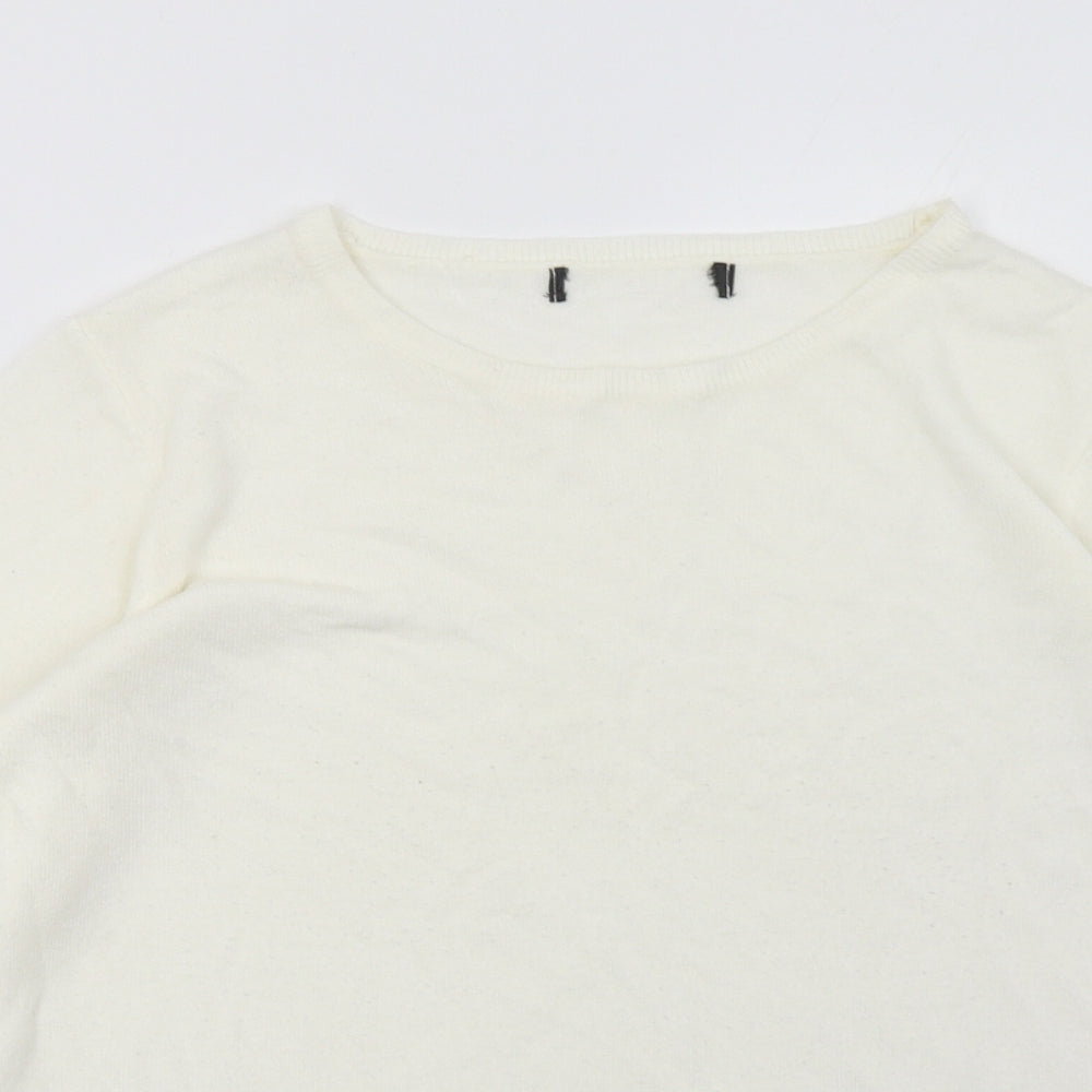 Primark Womens White  Acrylic Pullover Sweatshirt Size S  Pullover